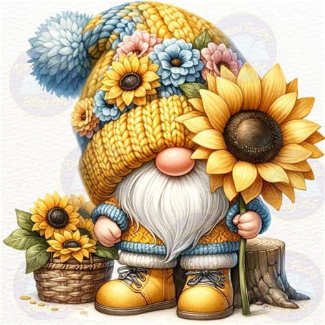 Download Sunflower Gnome | Sublimation File Silhouette