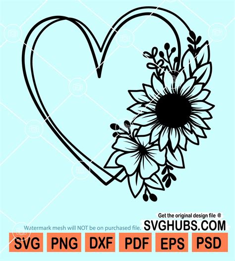 Radiate Love and Cheer with Our Sunflower Heart SVG: Spruce Up Your Crafting Projects!