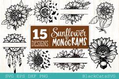 Download Sunflower Monograms Bundle 15 Design Commercial Use DXF Files