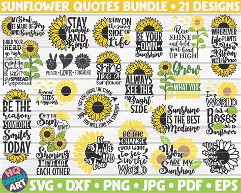 Download Sunflower Quote Saying Bundle Commercial Use DXF Files