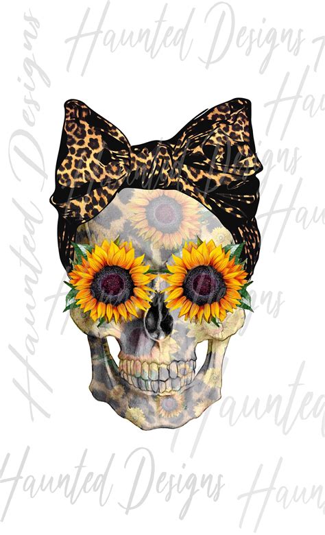 Download Sunflower Skull Girl Leopard Sublimation Files