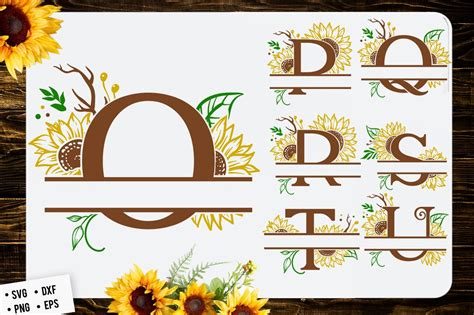 Download Sunflower Split Font Monogram Cut Images