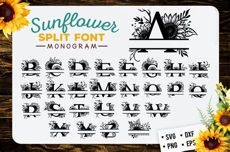 Download Sunflower Split Font Monogram Printable