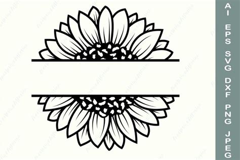 Download Sunflower Split Monogram Svg Commercial Use DXF Files