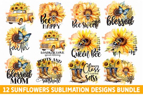 Download Sunflower Sublimation Designs Bundle Cut Files