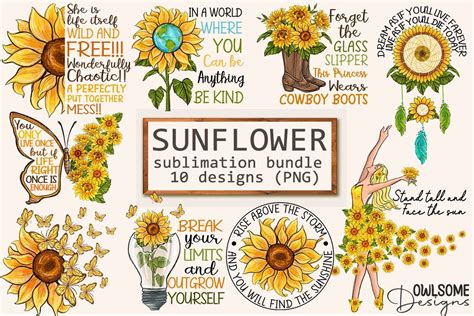 Download Sunflower Sublimation Designs Bundle Files DXF Files