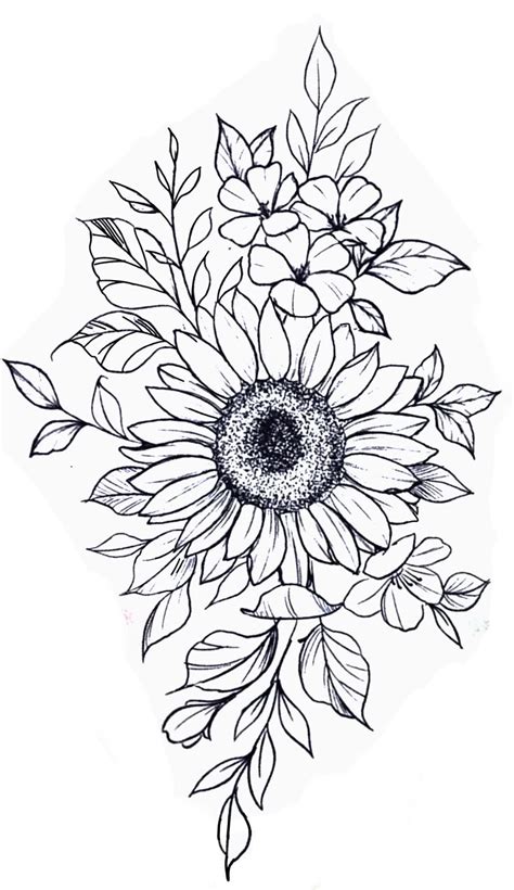 Sunflower Tattoo Stencil