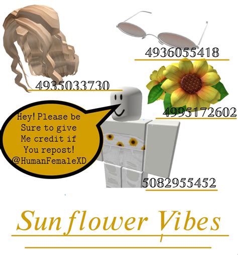 Sunflower Vibes Outfit Code | Roblox roblox, Roblox codes, Nerd 