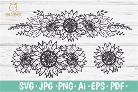 Download Sunflowers Borders Set SVG Easy Edite