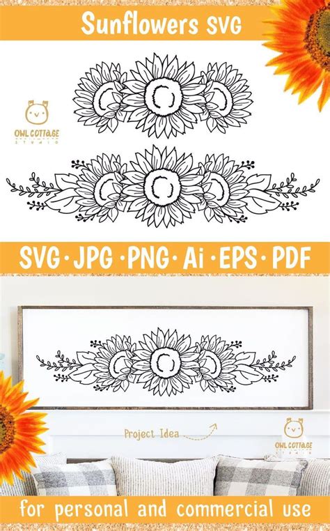 Download Sunflowers Borders Set SVG Files