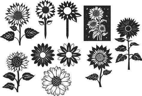 Download Sunflowers Borders Set SVG Files DXF Files