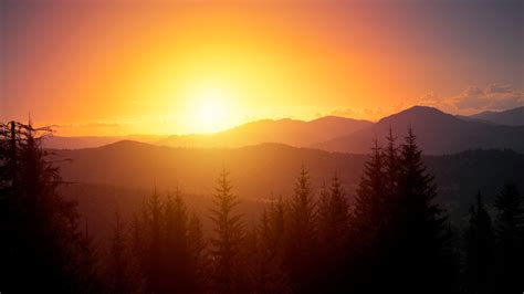 Sunrise Over Mountain Range