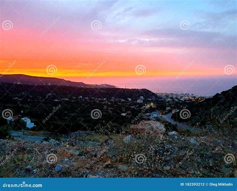 Sunset Crete Mountains