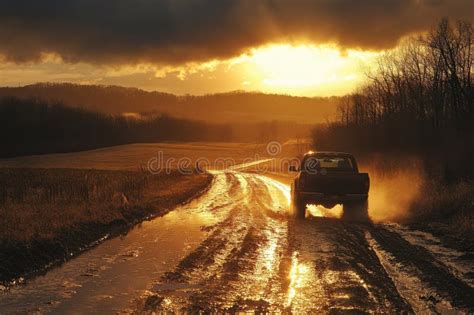 Sunset drive countryside