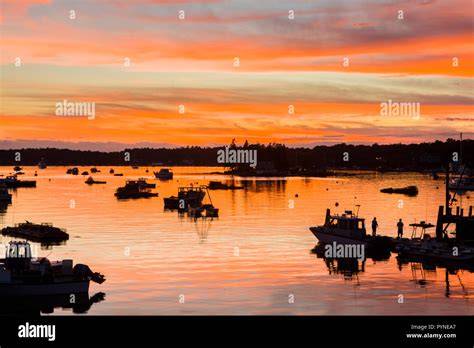Sunset over Boothbay Harbor from a boat