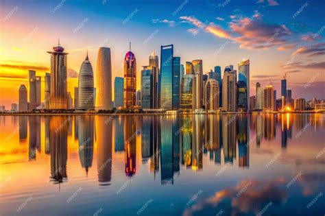 Sunset over Doha skyline