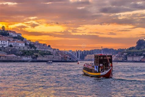 Sunset over Douro River Porto
