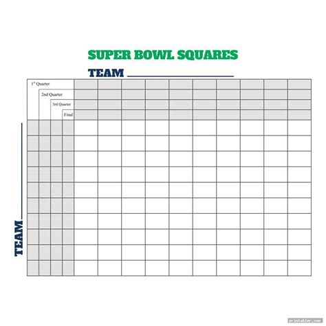 Super Bowl Pool Squares Template