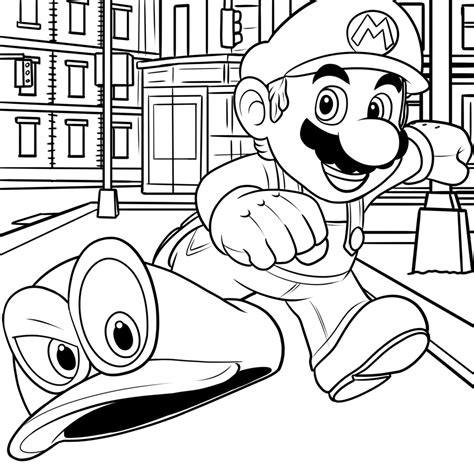 Super Mario Background Coloring Page
