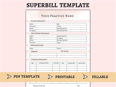 Superbill Template For Mental Health