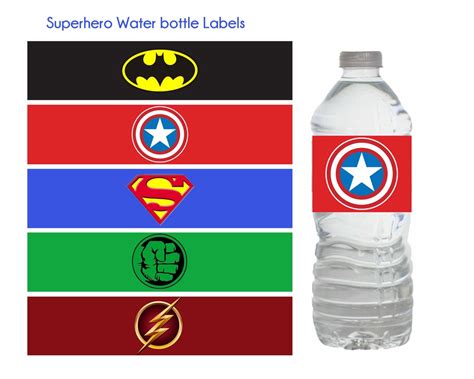 Superhero Water Bottle Labels Template