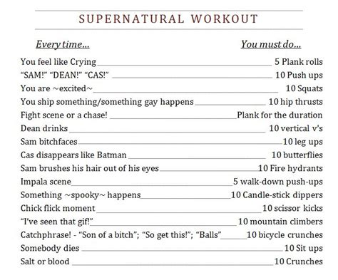 Supernatural workouts
