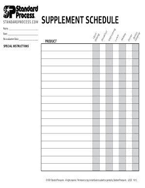 Supplement Schedule Printable