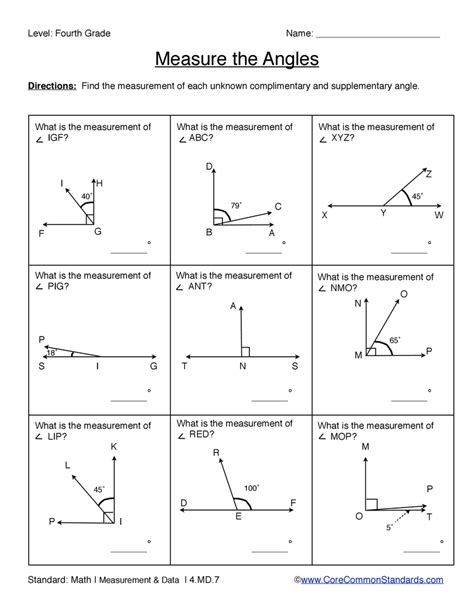 Supplementary And Complementary Angles Worksheet