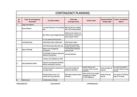 Supplier Contingency Plan Template