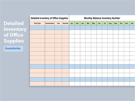 Supplies Inventory Template Excel