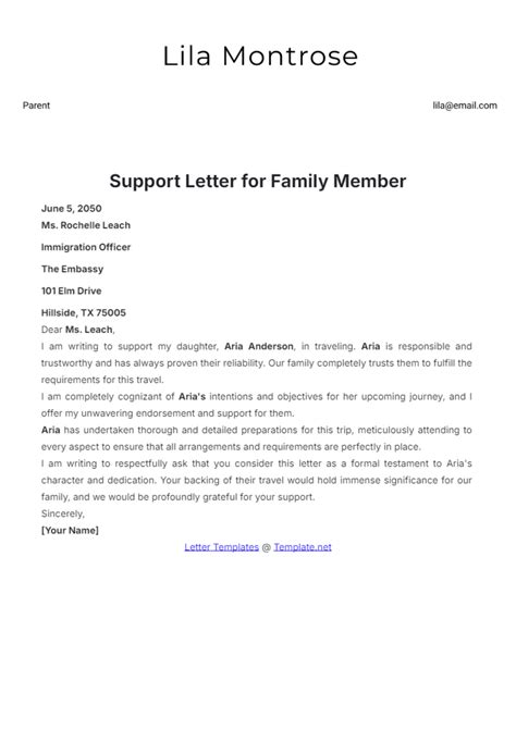 Supporting Letter Example
