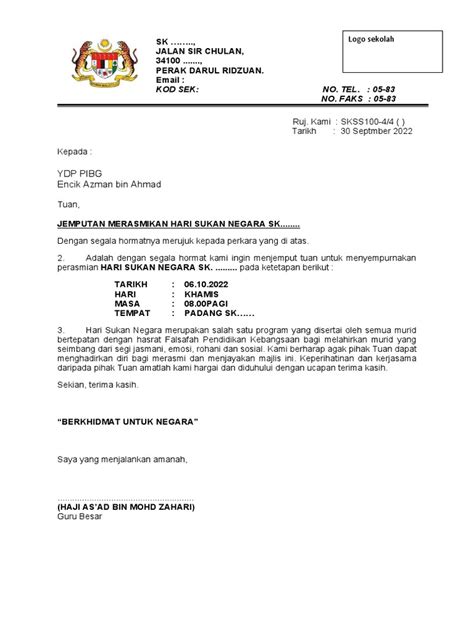 Surat Jemputan Merasmikan Program