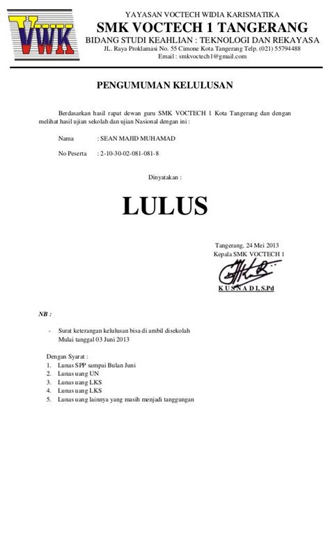 Surat Kelulusan Smk