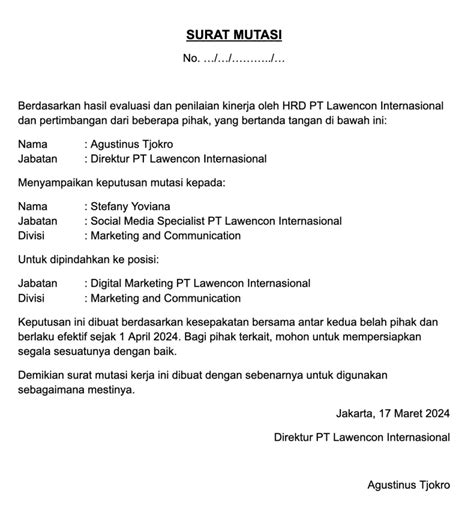 Surat Pengajuan Mutasi