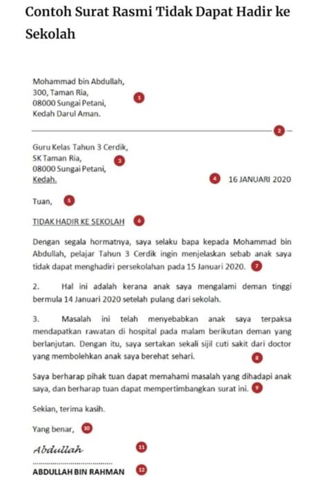 Surat Rasmi Example