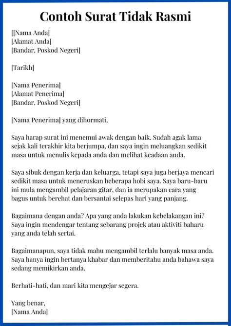 Surat Tak Rasmi Contoh
