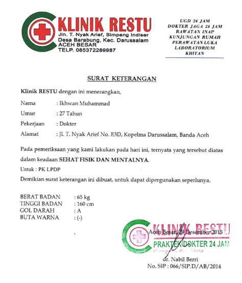 Surat Dokter Puskesmas Semarang