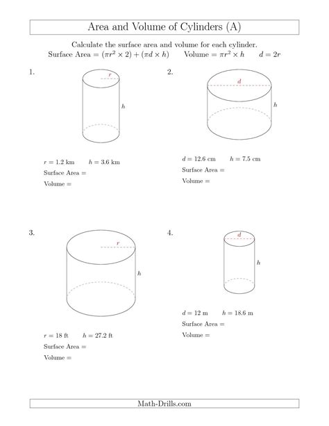 Surface Area And Volume Of Prisms And Cylinders Worksheet