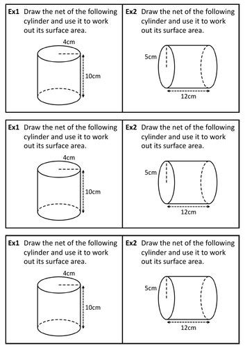 Surface Area Of Cylinders Worksheet