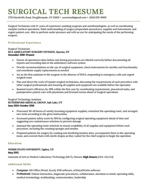 Surgical Tech Resume Template