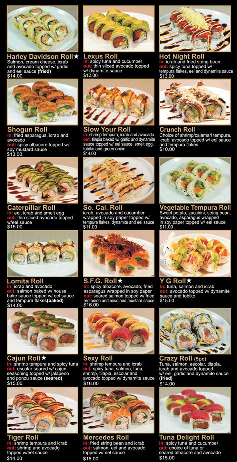 Sushi menu