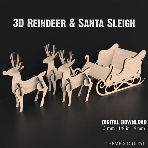 Get in the Festive Spirit with our Stunning 3D Paper Sleigh and Reindeer SVG File - Bring Joy to Your Home!