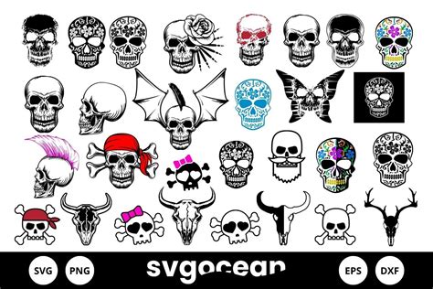 FREAKY & FAB: Unleashing the Sinister Charm of SVG Skulls for Your Next Graphic Design Project!