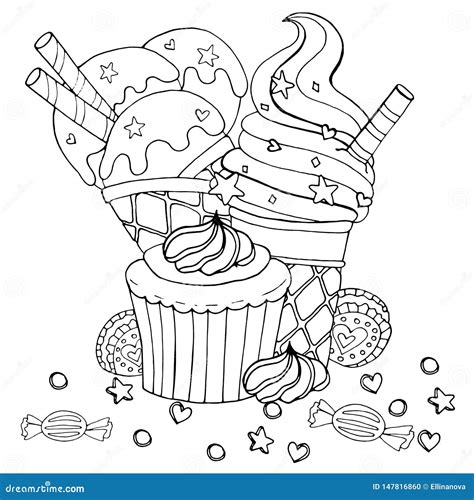 Kawaii Sweets Doodle FREE Coloring Page (Printalbe PDF)