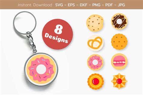 Download Sweet Desserts Keychain Pattern SVG Commercial Use Free PSD Mockups