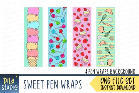 Download Sweet Pen Wraps PNG File Set Files Free PSD Mockups