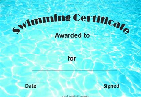 Swimming Certificate Templates Free