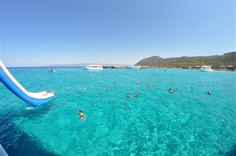 People swimming in the Blue Lagoon in Cyprus