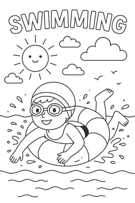 Swimming Coloring Pages
