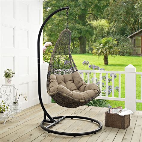 Modway Landscape Outdoor Patio Hanging Chaise Lounge Swing Chair Bed